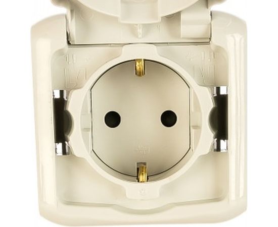 Розетка Legrand 1-м ОП Quteo 16А с защитной крышкой, защитные шторки, с заземлением IP44 серая Leg 782351 255252 