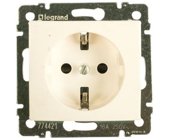 Одноместная розетка с защитными шторками и заземлением, белая Legrand Valena 774421 