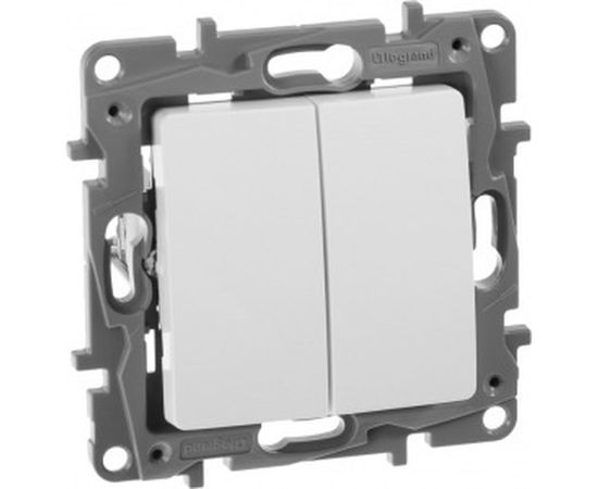 Механизм выключателя Legrand 2-клавишный СП Etika 10АX безвинтовые зажимы белый Leg 672202 