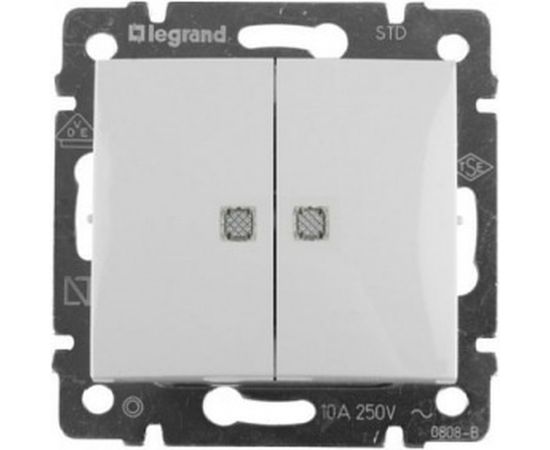 Двухклавишный выключатель Legrand Valena 774428 с подсветкой, белый 