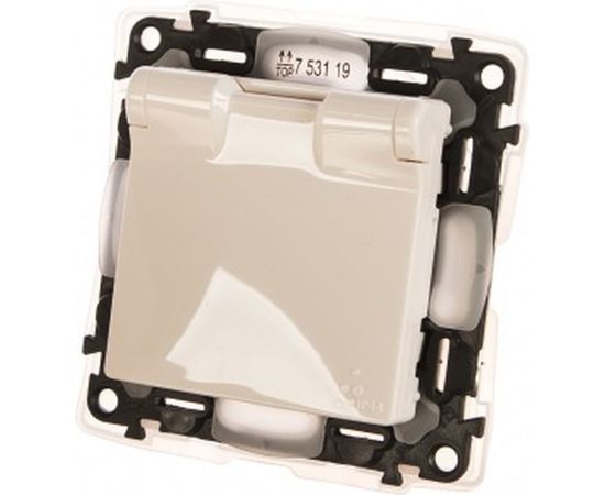 Механизм розетки Legrand Valena Life 2К+З защитные шторки, откидная крышка, IP44 белый Leg 753119 414110 