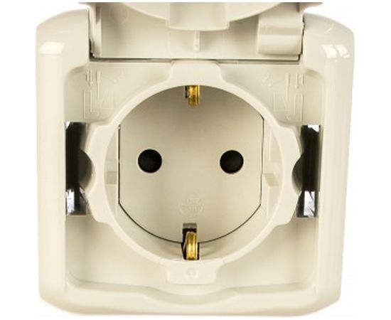 Розетка Legrand 1-м ОП Quteo 16А с защитной крышкой, защитные шторки, с заземлением IP44 серая Leg 782351 255252 – изображение 2