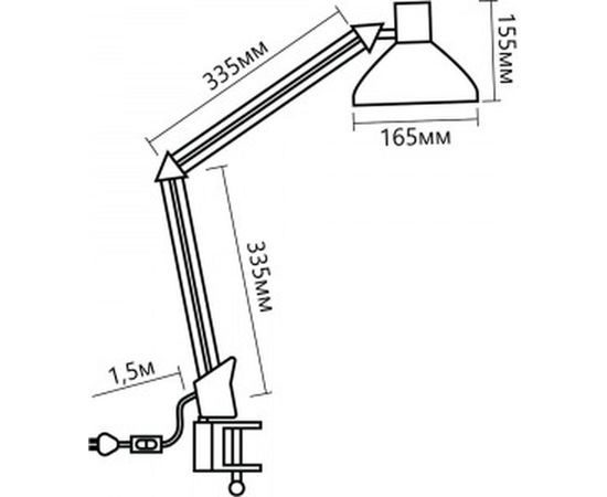 Настольный светильник FERON под лампу E27, max 60W, 230V на струбцине, белый, DE1430 24232 – изображение 2