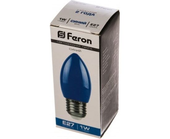 Светодиодная лампа FERON 1W 230V E27 синий, LB-376 25925 – изображение 2