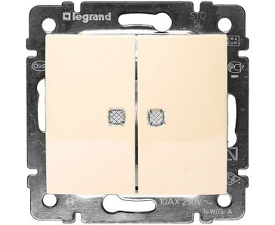Двухклавишный выключатель Legrand Valena 774328 с подсветкой, крем – изображение 2