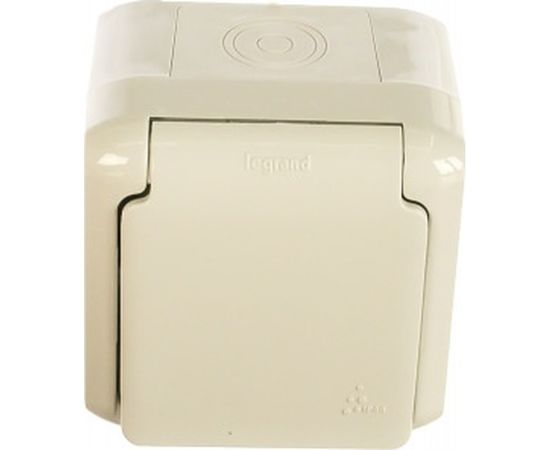 Розетка Legrand 1-м ОП Quteo 16А с защитной крышкой, защитные шторки, с заземлением IP44 серая Leg 782351 255252 – изображение 3