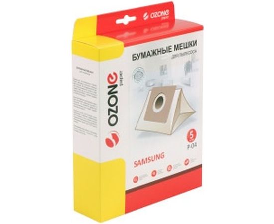 Мешки-пылесборники оригинальные бумажные OZONE (5 шт.) Samsung P-04 – изображение 4