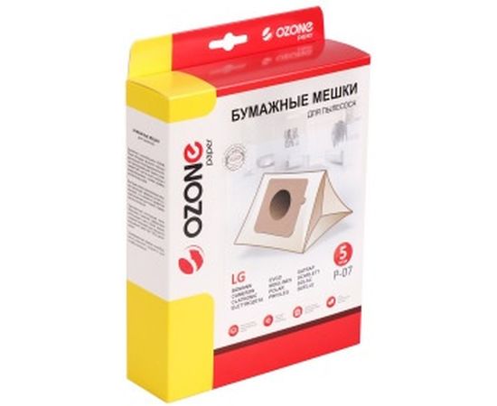 Мешки-пылесборники оригинальные бумажные OZONE (5 шт.) LG TB-33 P-07 – изображение 4
