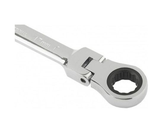 Комбинированный трещоточный ключ 17мм, CrV, шарнирный, зеркальный хром MATRIX  PROFESSIONAL 14869 – изображение 3