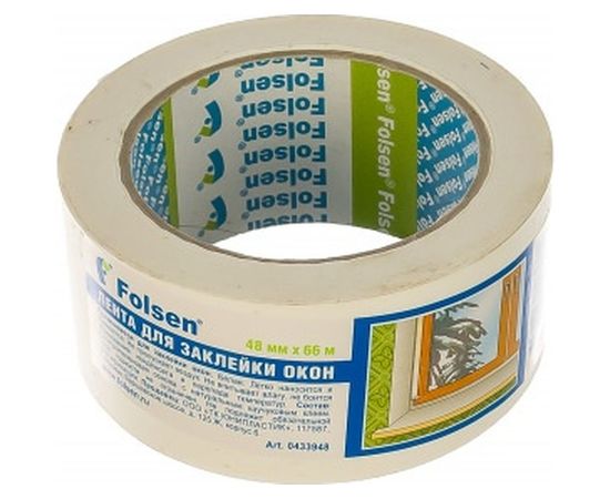 Лента для заклеивания окон Folsen 48ммх66м белая Solvent PP 55мкм 0433948 