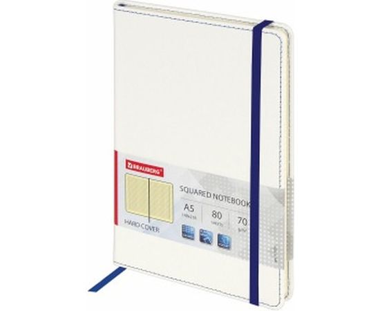 Блокнот BRAUBERG Office А5 148x218 мм, под кожу, резинка, 80 л, белый, 111029 