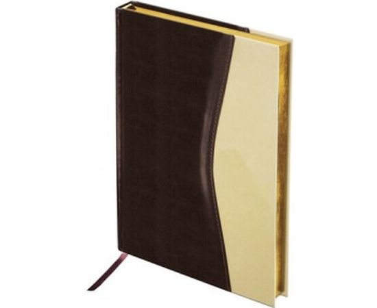 Недатированный ежедневник BRAUBERG А5 138x213 мм "De Luxe", комбинированная кожа, 160 л., золотой 123403 