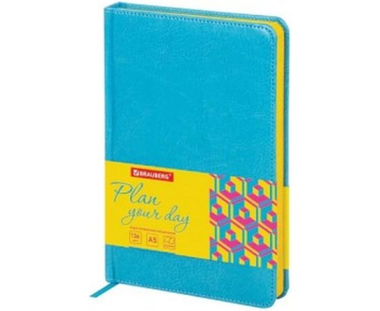 Недатированный ежедневник BRAUBERG Rainbow А5 138x213 мм, кожзам, 136 л, бирюзовый 111666 