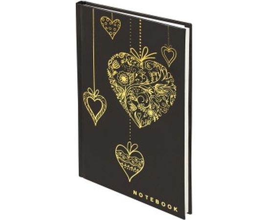 Блокнот BRAUBERG А5 135 х206 мм, 80л, тверд. переплет, клетка, фольга, Сердечки, 126052 