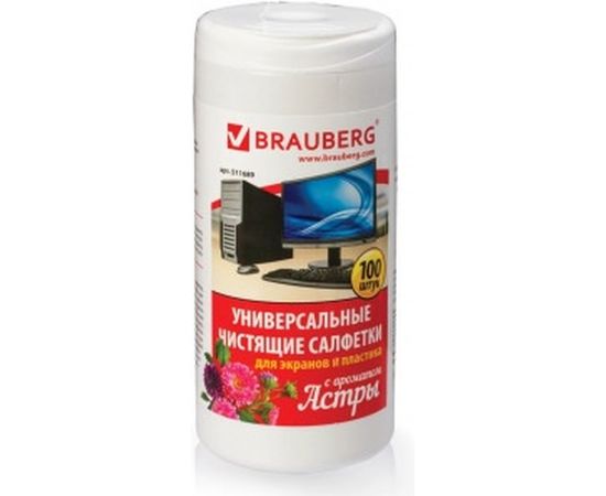 Универсальные чистящие салфетки для экранов и пластика BRAUBERG Астра 511689 