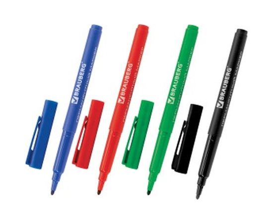 Перманентные нестираемые маркеры НАБОР 4 шт., АССОРТИ, "CLASSICLine", 1 мм BRAUBERG 150295 