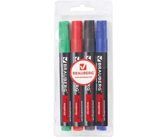 Перманентные нестираемые маркеры НАБОР 4 шт., АССОРТИ, "Contract", без клипа, круглые 3 BRAUBERG 150474 – изображение 2