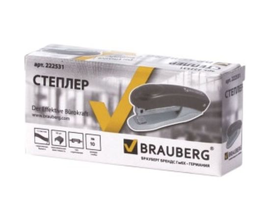 Серый степлер BRAUBERG №10 Einkommen 222531 – изображение 2