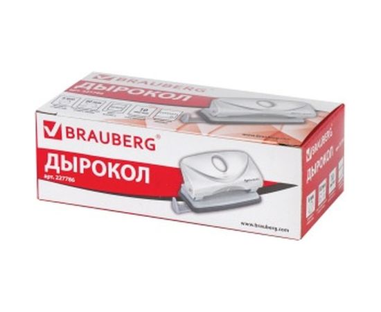 Дырокол BRAUBERG "Original", до 10 листов, белый, 227786 – изображение 2