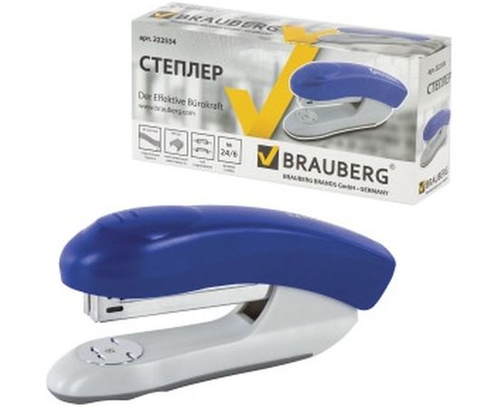 Синий степлер BRAUBERG №24/6, 26/6 Einkommen 222534 – изображение 3