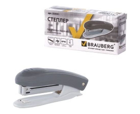 Серый степлер BRAUBERG №10 Einkommen 222531 – изображение 3