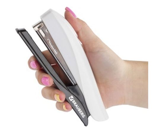 Степлер №24/6, 26/6 BRAUBERG ST-100, до 20 листов, белый, 227784 – изображение 3