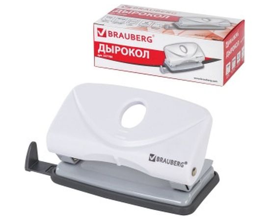 Дырокол BRAUBERG "Original", до 10 листов, белый, 227786 – изображение 4