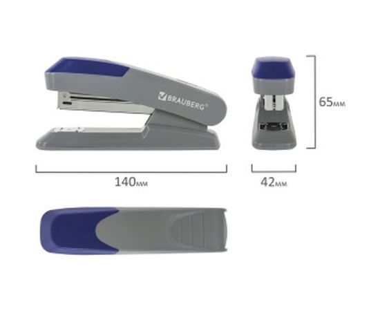 Серый степлер BRAUBERG №24/6, 26/6 Quantis 222554 – изображение 4