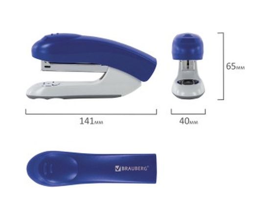 Синий степлер BRAUBERG №24/6, 26/6 Einkommen 222534 – изображение 4