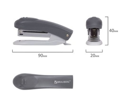 Серый степлер BRAUBERG №10 Einkommen 222531 – изображение 4