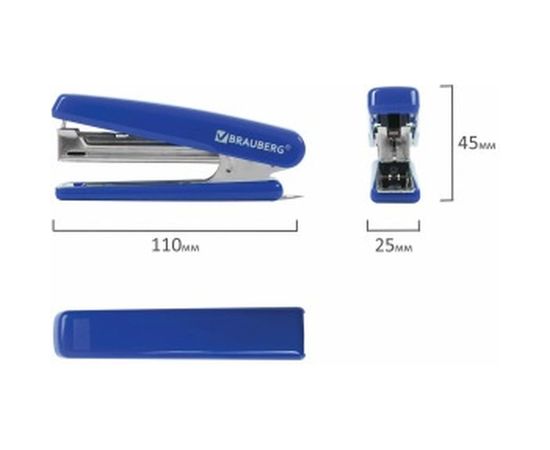 Степлер №10 BRAUBERG Classic, до 12 листов, с антистеплером, синий, 228499 – изображение 4