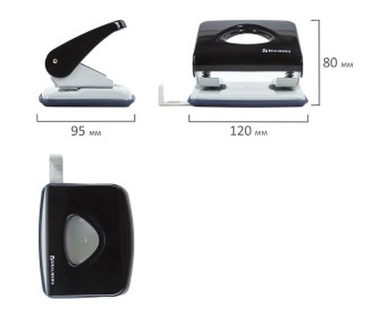 Дырокол BRAUBERG металлический PN-100M, до 30л, черный, 221277 – изображение 5
