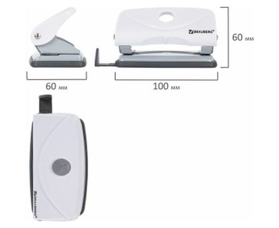 Дырокол BRAUBERG "Original", до 10 листов, белый, 227786 – изображение 5