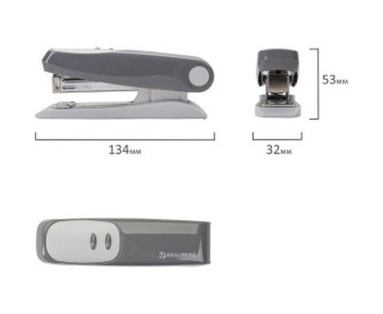 Серый степлер BRAUBERG №24/6, 26/6 Germanium 226576 – изображение 5
