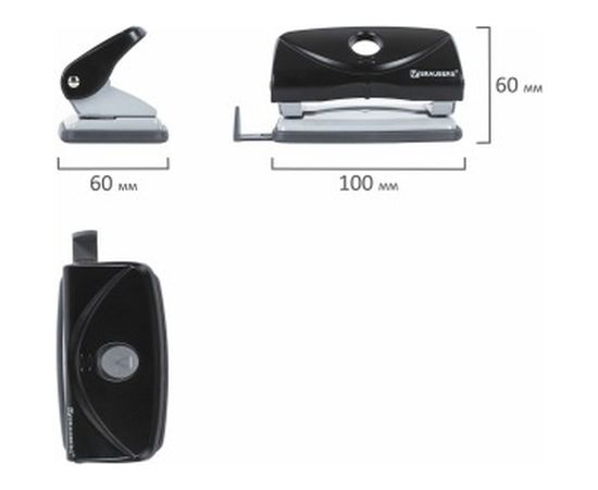 Дырокол BRAUBERG "Original", до 10 листов, черный, 222537 – изображение 5