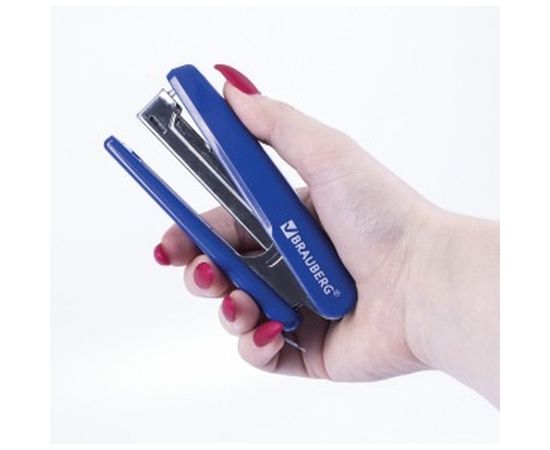 Степлер №10 BRAUBERG Classic, до 12 листов, с антистеплером, синий, 228499 – изображение 6