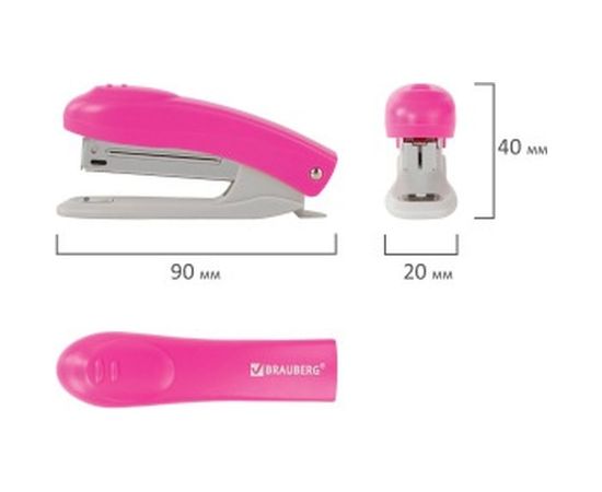 Степлер №10 BRAUBERG Original, до 12л, с антистеплером, розовый, 227767 – изображение 6