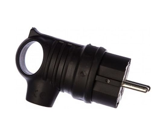 Каучуковая кабельная вилка с крючком 220В 16А с/з, IP44, чёрная BEMIS BK1-1402-2021 8698523910214 