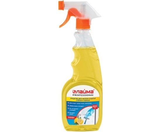 Средство для мытья стекол и зеркал 500 мл ЛАЙМА PROFESSIONAL Лимон, распылитель 604652 