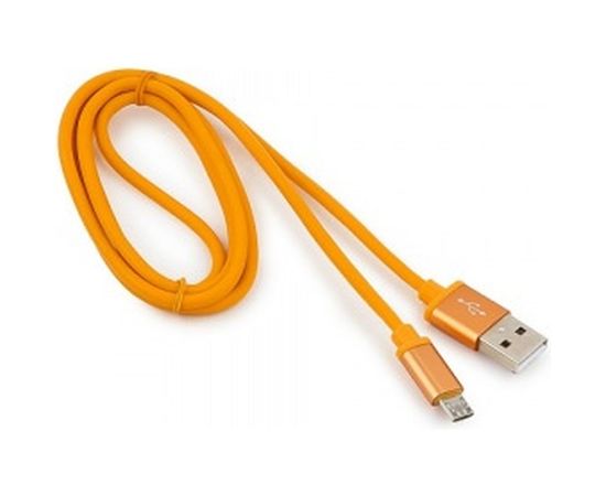 Кабель Cablexpert USB 2.0 AM/microB, серия Silver, длина 1 м, оранжевый, блистер, CC-S-mUSB01O-1M 
