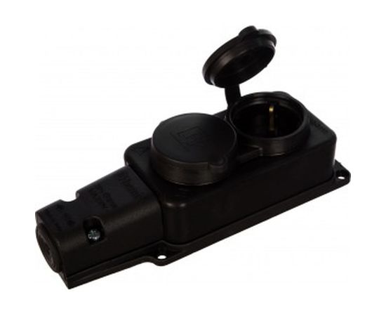 Каучуковая колодка 2 гнезда с з/к и крышкой 220В 16А, IP54, чёрная BEMIS BK1-1402-2612/3612 8698523906125 