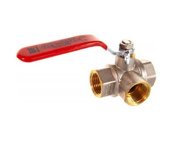 Шаровый кран Terma RED 1/2 L-образный, трехходовой, ручка 31063 26163 