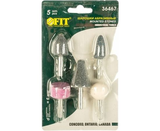 Шарошки абразивные для фигурных отверстий по камню 5 шт. FIT 36467 – изображение 2