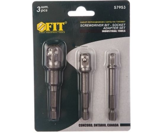 Адаптеры под головки с хвостовика под биты 3 шт., CrV FIT IT 57953 – изображение 2