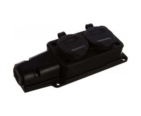 Каучуковая колодка 2 гнезда с з/к и крышкой 220В 16А, IP54, чёрная BEMIS BK1-1402-2612/3612 8698523906125 – изображение 2