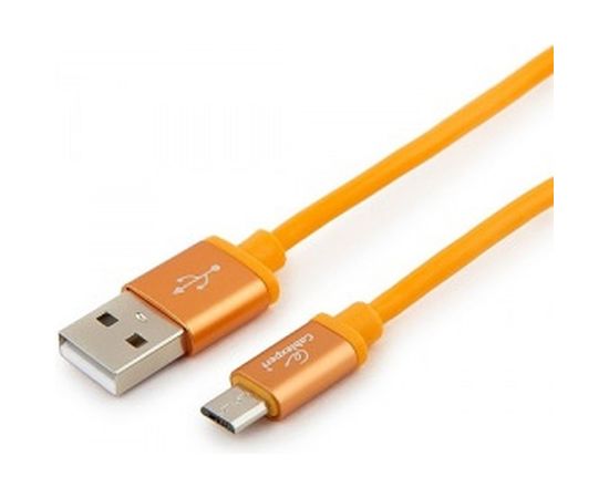 Кабель Cablexpert USB 2.0 AM/microB, серия Silver, длина 1 м, оранжевый, блистер, CC-S-mUSB01O-1M – изображение 2