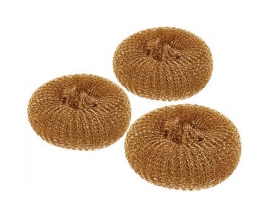 Сетчатые, металлические, медные губки для посуды ЛАЙМА 3 шт., по 15 г 603104 – изображение 3