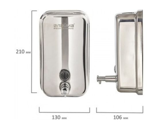 Диспенсер для жидкого мыла ЛАЙМА PROFESSIONAL,1 л, нержавеющая сталь, зеркальный, 605393 – изображение 4