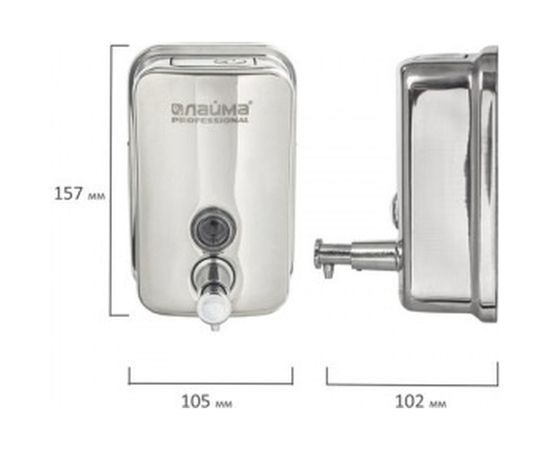 Диспенсер для жидкого мыла ЛАЙМА PROFESSIONAL 0,5л, нержавеющая сталь, зеркальный 605394 – изображение 6