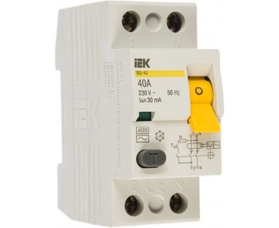 Выключатель дифференциального тока IEK 2п 40A 30mA тип AC ВД1-63 ИЭК MDV10-2-040-030 
